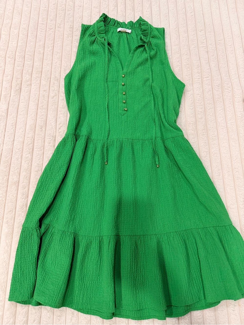 Calvin Klein Bright Green Sleeveless Tiered Dress